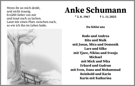 Traueranzeige von Anke Schumann von AZ
