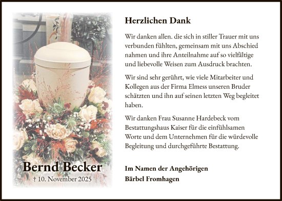 Traueranzeige von Bernd Becker von AZ