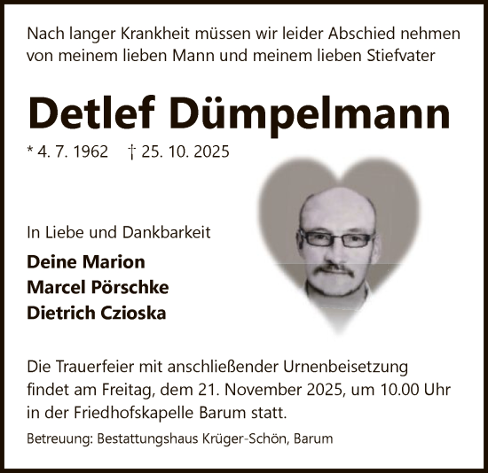 Traueranzeige von Detlef Dümpelmann von AZ