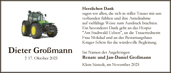 Traueranzeige von Dieter Großmann von AZ