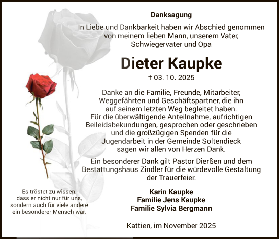 Traueranzeige von Dieter Kaupke von AZ