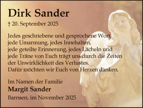 Traueranzeige von Dirk Sander von AZ