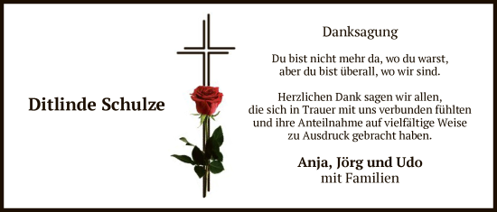 Traueranzeige von Ditlinde Schulze von IK