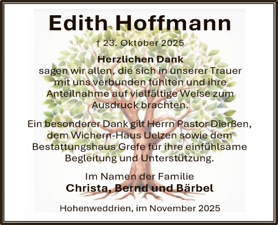 Traueranzeige von Edith Hoffmann von AZ