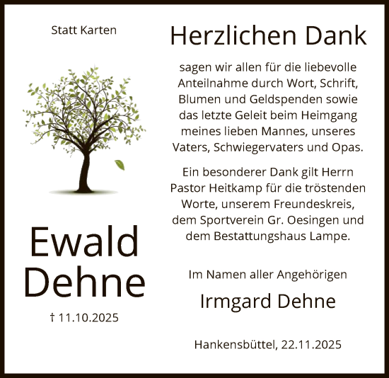 Traueranzeige von Ewald Dehne von IK