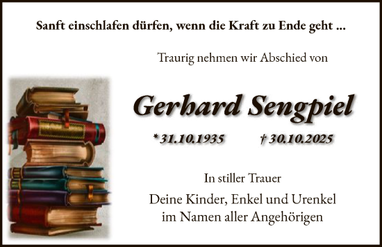 Traueranzeige von Gerhard Sengpiel von AMZ