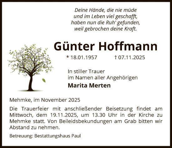 Traueranzeige von Günter Hoffmann von AMZ