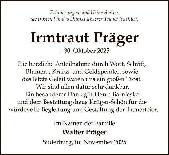 Traueranzeige von Irmtraut Präger von AZ