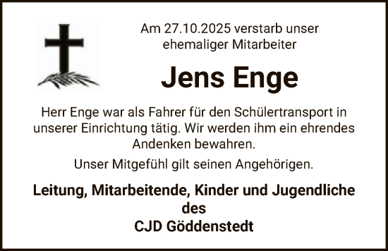 Traueranzeige von Jens Enge von AZ