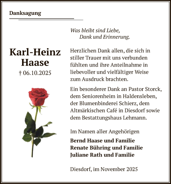 Traueranzeige von Karl-Heinz Haase von AMZ