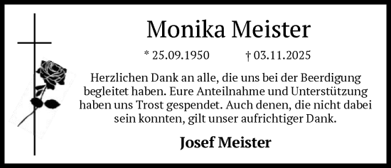 Traueranzeige von Monika Meister von IK