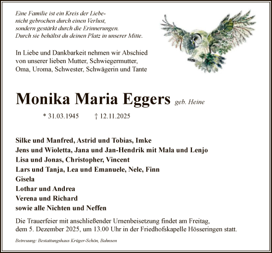 Traueranzeige von Monika Maria Eggers von AZ