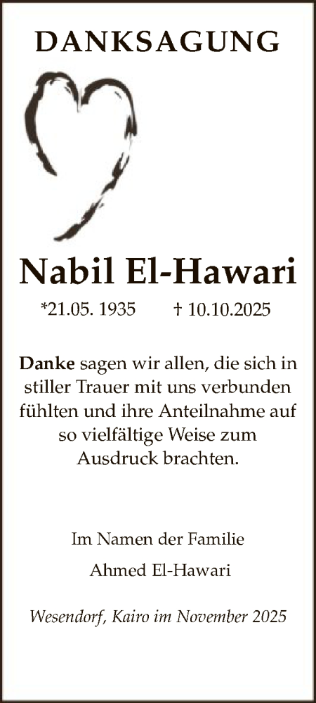 Traueranzeige von Nabil El-Hawari von IK