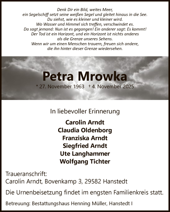 Traueranzeige von Petra Mrowka von AZ