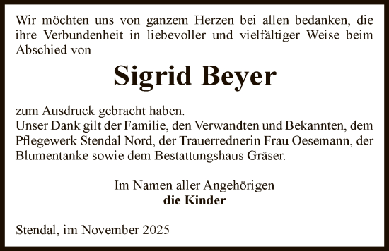 Traueranzeige von Sigrid Beyer von AMZ