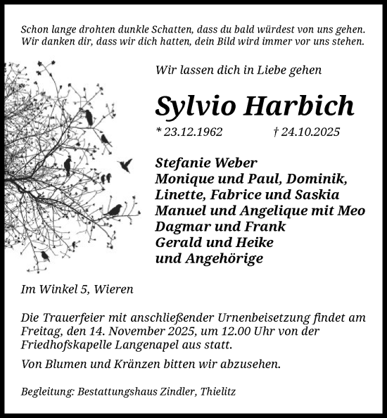 Traueranzeige von Sylvio Harbich von AZ