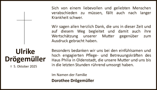 Traueranzeige von Ulrike Drögemüller von AZ