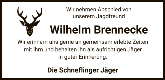 Traueranzeige von Wilhelm Brennecke von IK