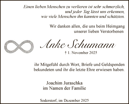 Traueranzeige von Anke Schumann von AZ