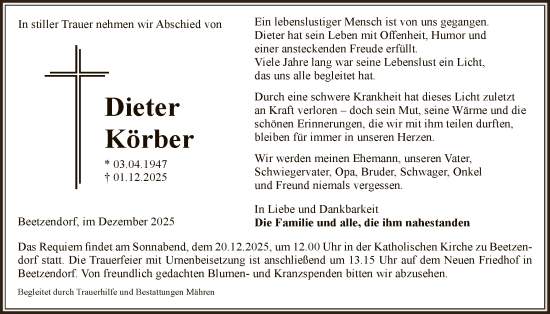 Traueranzeige von Dieter Körber von AMZ