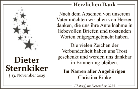 Traueranzeige von Dieter Sternkiker von AZ