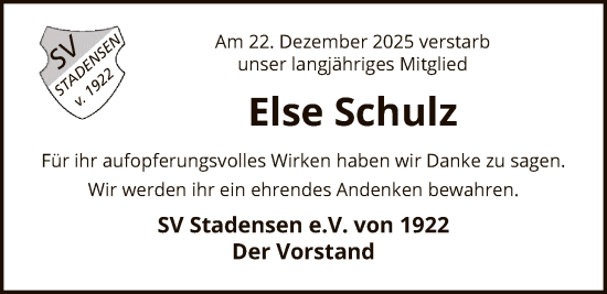 Traueranzeige von Else Schulz von AZ