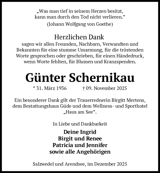 Traueranzeige von Günter Schernikau von AMZ