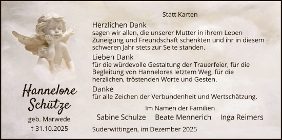 Traueranzeige von Hannelore Schulze von IK