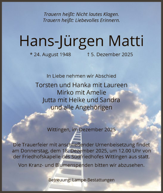 Traueranzeige von Hans-Jürgen Matti von IK