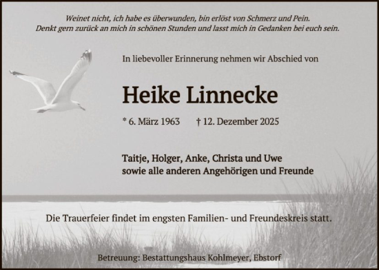 Traueranzeige von Heike Linnecke von AZ