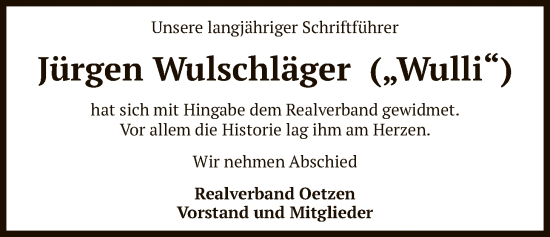 Traueranzeige von Jürgen Wulschläger von AZ