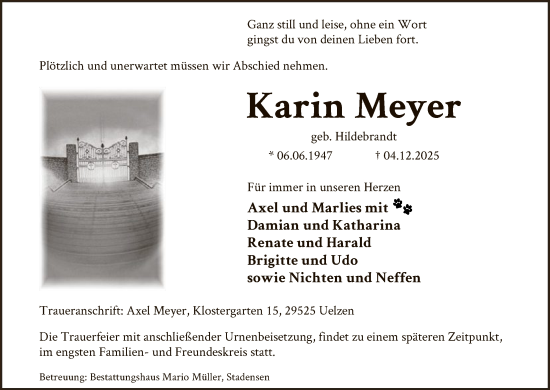 Traueranzeige von Karin Meyer von AZ