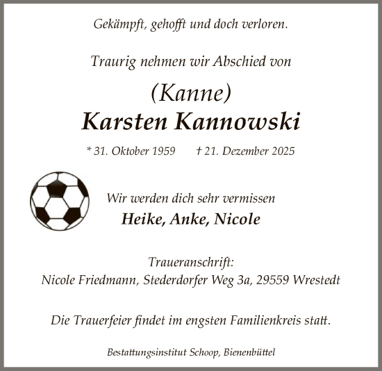 Traueranzeige von Karsten Kannowski von AZ