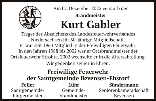 Traueranzeige von Kurt Gabler von AZ