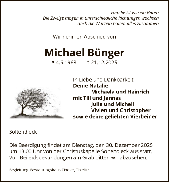 Traueranzeige von Michael Bünger von AZ