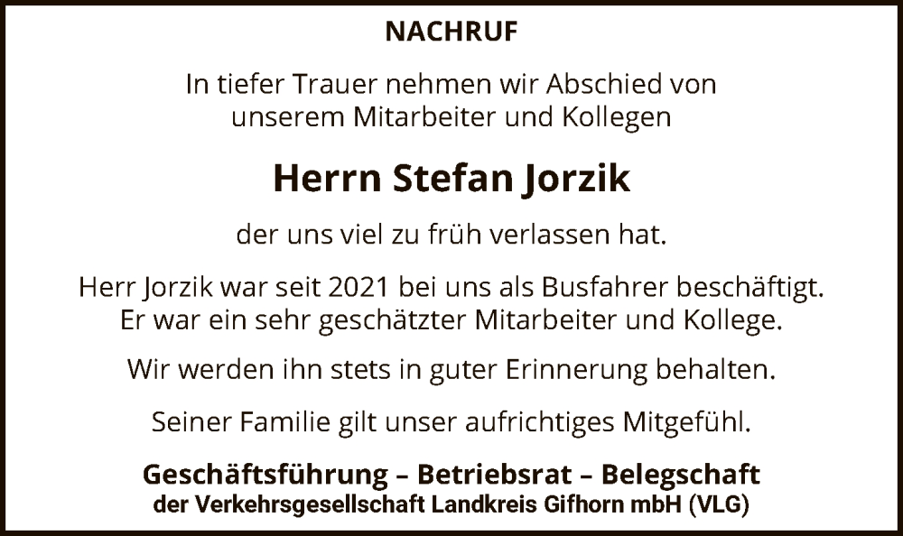  Traueranzeige für Stefan Jorzik vom 24.12.2025 aus IK