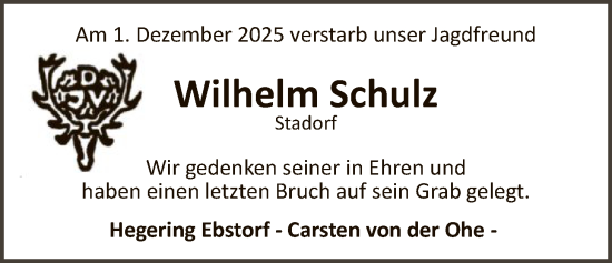 Traueranzeige von Wilhelm Schulz von AZ