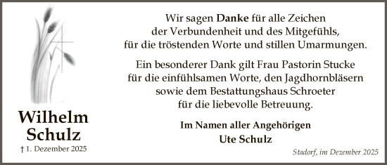 Traueranzeige von Wilhelm Schulz von AZ