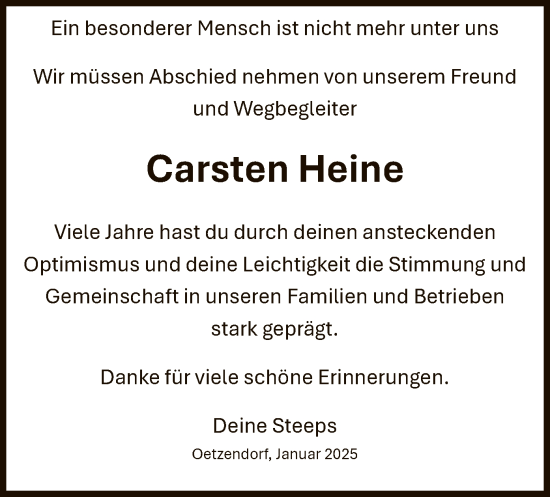 Traueranzeige von Carsten Heine von UEL