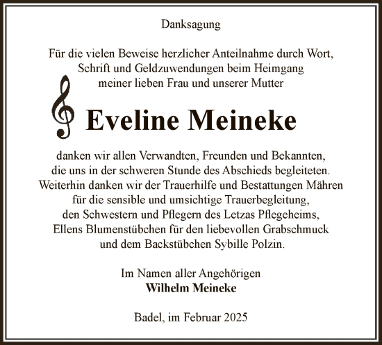 Traueranzeige von Eveline Meineke von UEL