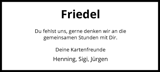 Traueranzeige von Friedel  von UEL