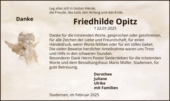 Traueranzeige von Friedhilde Opitz von UEL