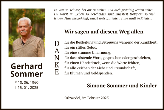Traueranzeige von Gerhard Sommer von UEL