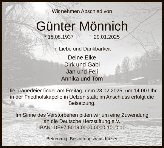 Traueranzeige von Günter Mönnich von UEL