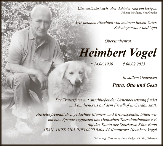 Traueranzeige von Heimbert Vogel von UEL