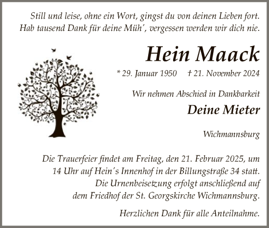 Traueranzeige von Hein Maack von UEL