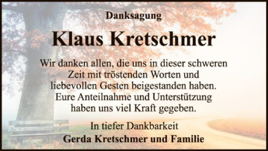 Traueranzeige von Klaus Kretschmer von UEL