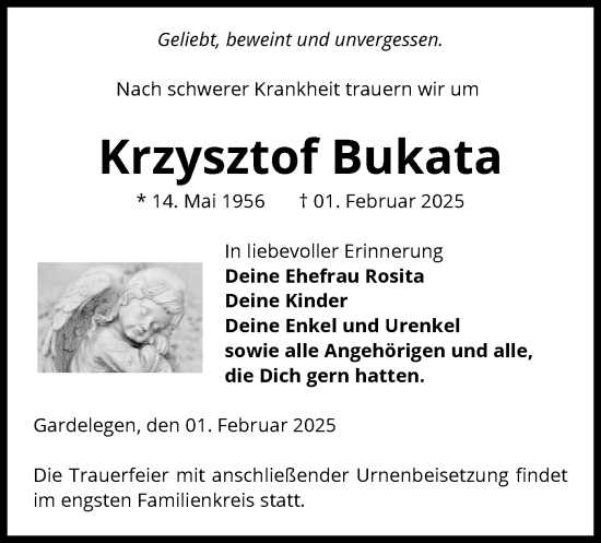 Traueranzeige von Krzysztof Bukata von UEL