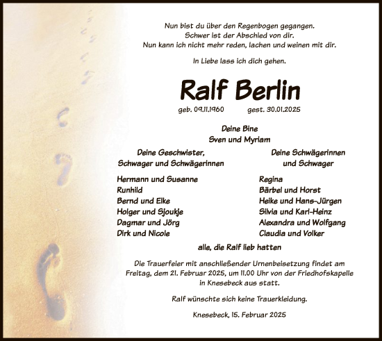 Traueranzeige von Ralf Berlin von UEL
