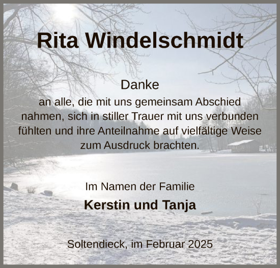 Traueranzeige von Rita Windelschmidt von UEL